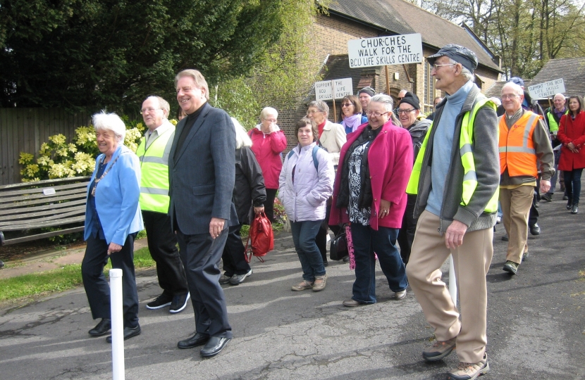 Mayor, Cllr. Sybil Camsey, and David Evennett MP on the first part of the Walk.