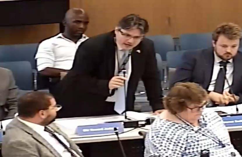 Cllr Jackson during the debate 