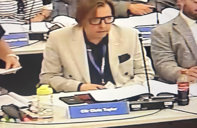 Cllr Taylor during the debate