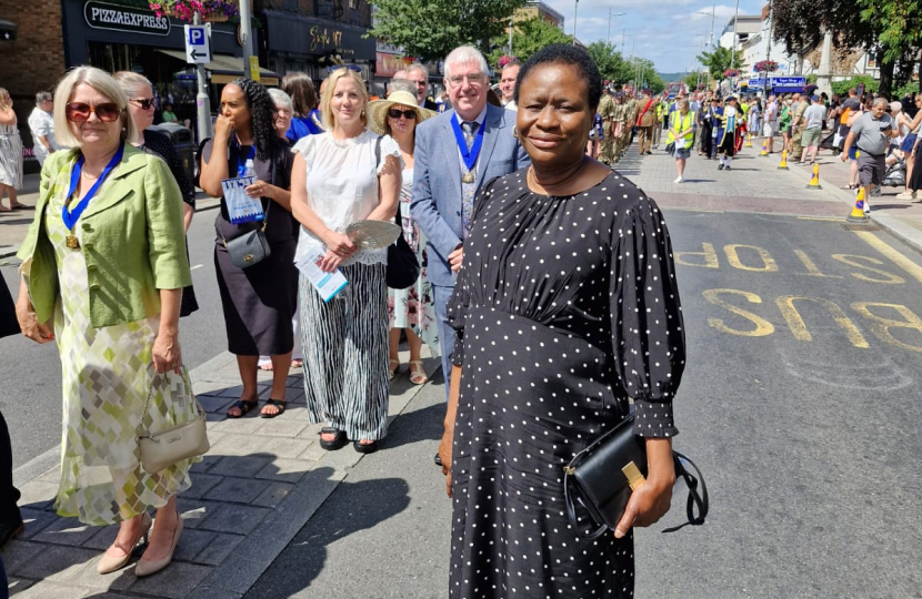 Cllr Carew marching from the Civic 