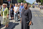 Cllr Carew marching from the Civic 