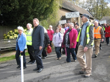 Mayor, Cllr. Sybil Camsey, and David Evennett MP on the first part of the Walk.